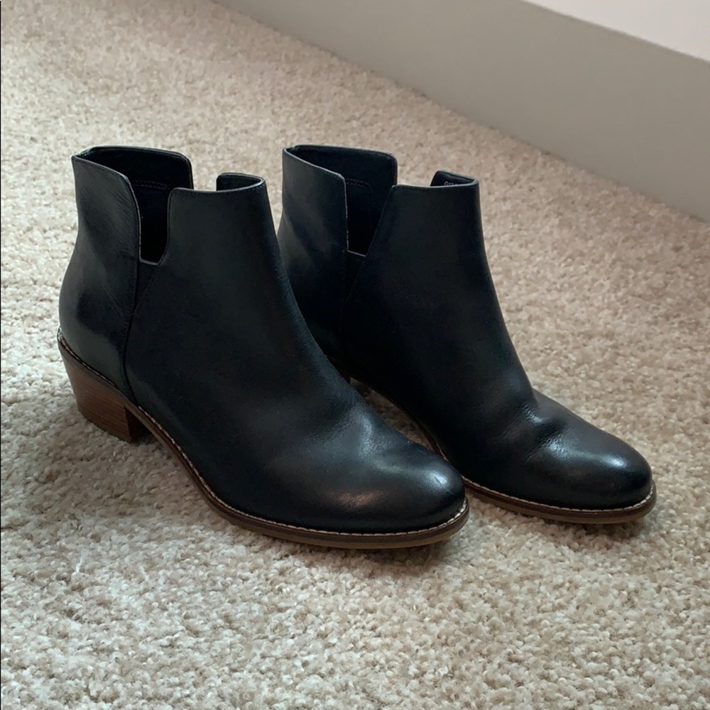 Black leather booties
